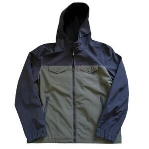 Levi's Men's Arctic Cloth Performance Rain Shell Jacket Color Block Green Black